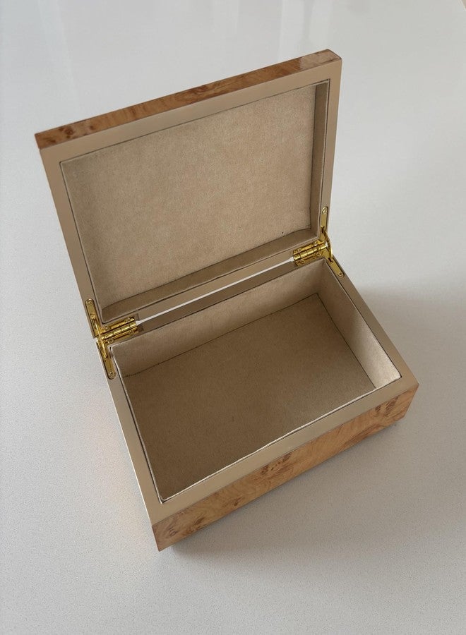 Cruiser’s Cache Cruiser's Caché Burl Wood Design Luxe Decorative Box | Fully Suede-Lined | Small - 8 inches - Image 3